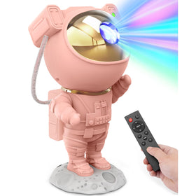 Mooyran Pink Astronaut Projector casts soft stars on the ceiling for dreamy teen room ambiance.