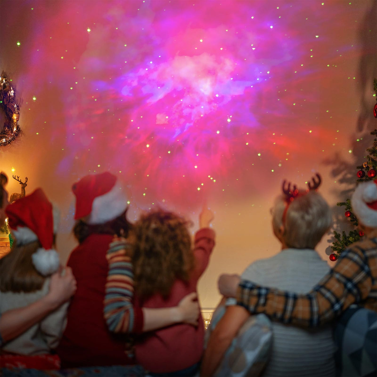 Mooyran Pink Galaxy Projector fits dorm rooms as a versatile decor piece.