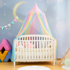 MOOZHEALTH Rainbow Bed Canopy dimensions: 23-inch top diameter for fitting various beds.