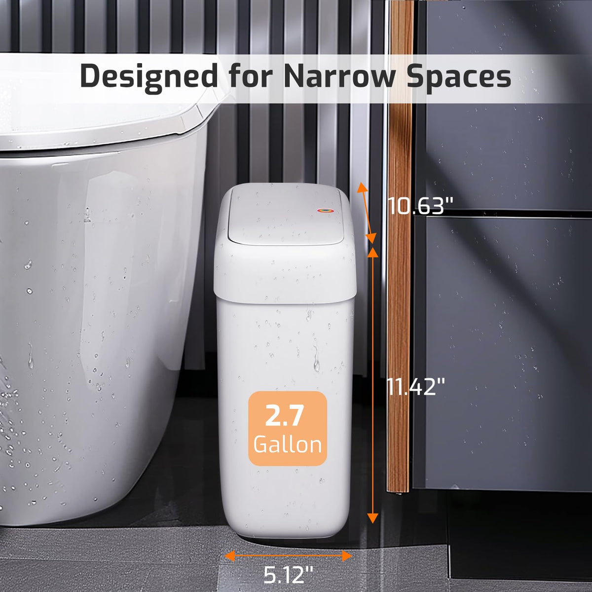 MOPALL slim-bin-between-vanity shows slim profile for tight spaces