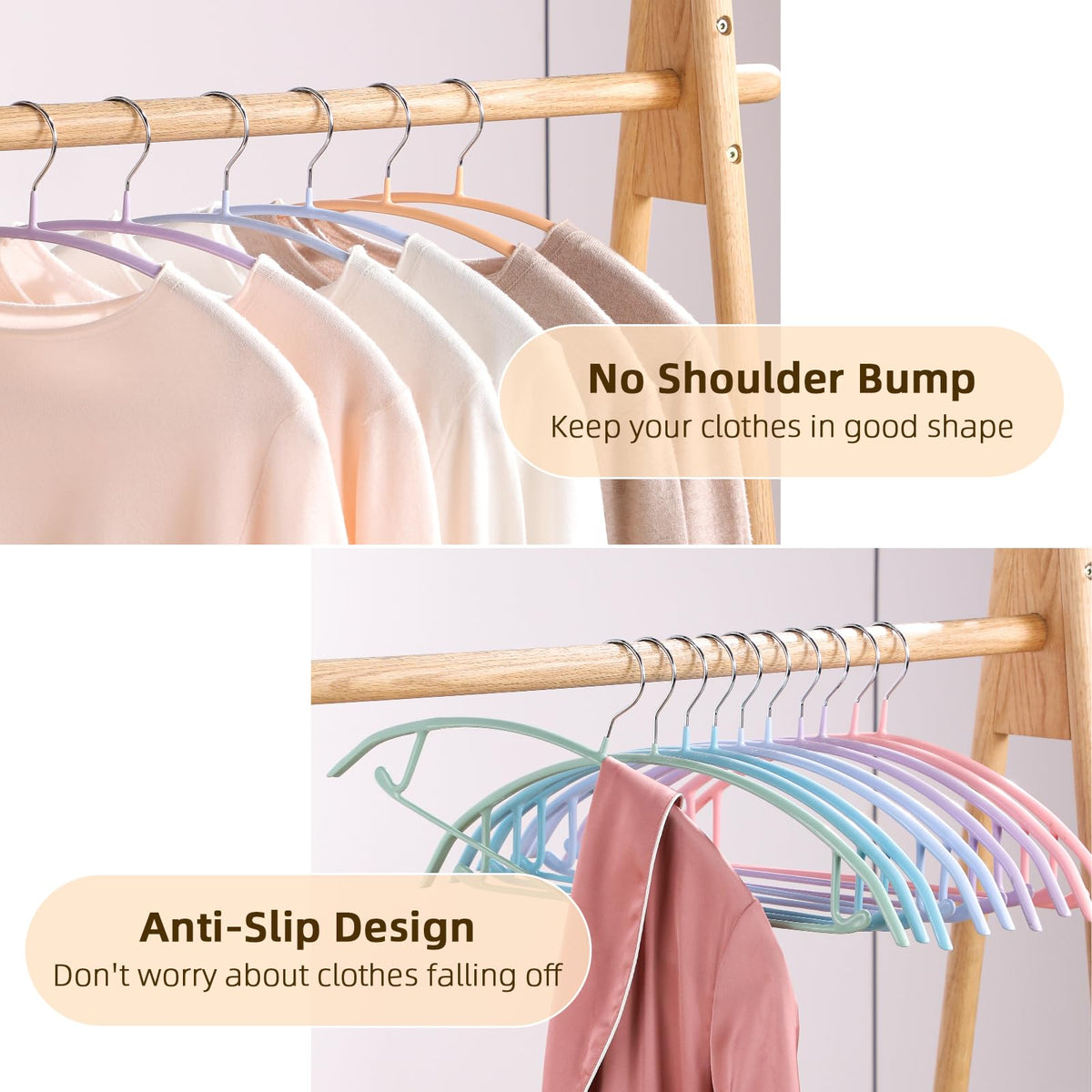 MOPALL 16.5 inch wide hanger fits full-size coats and sweaters