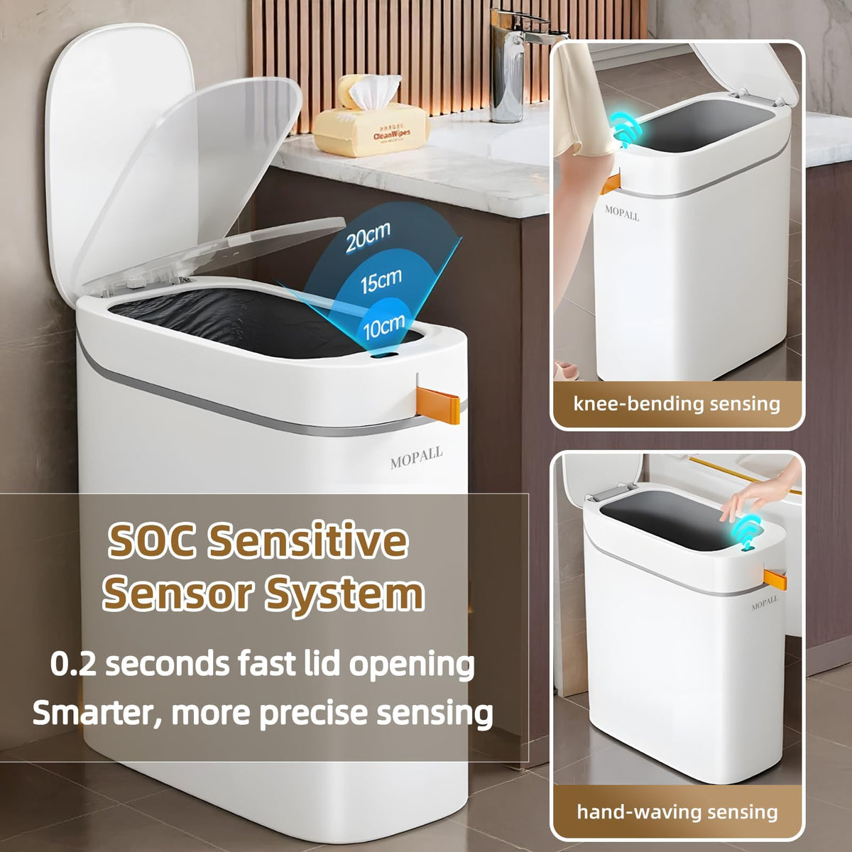 MOPALL 3.5-gallon wastebasket compact footprint for small rooms.