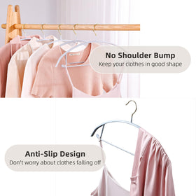 MOPALL hangers with curved shoulders prevent bumps and preserve shape.