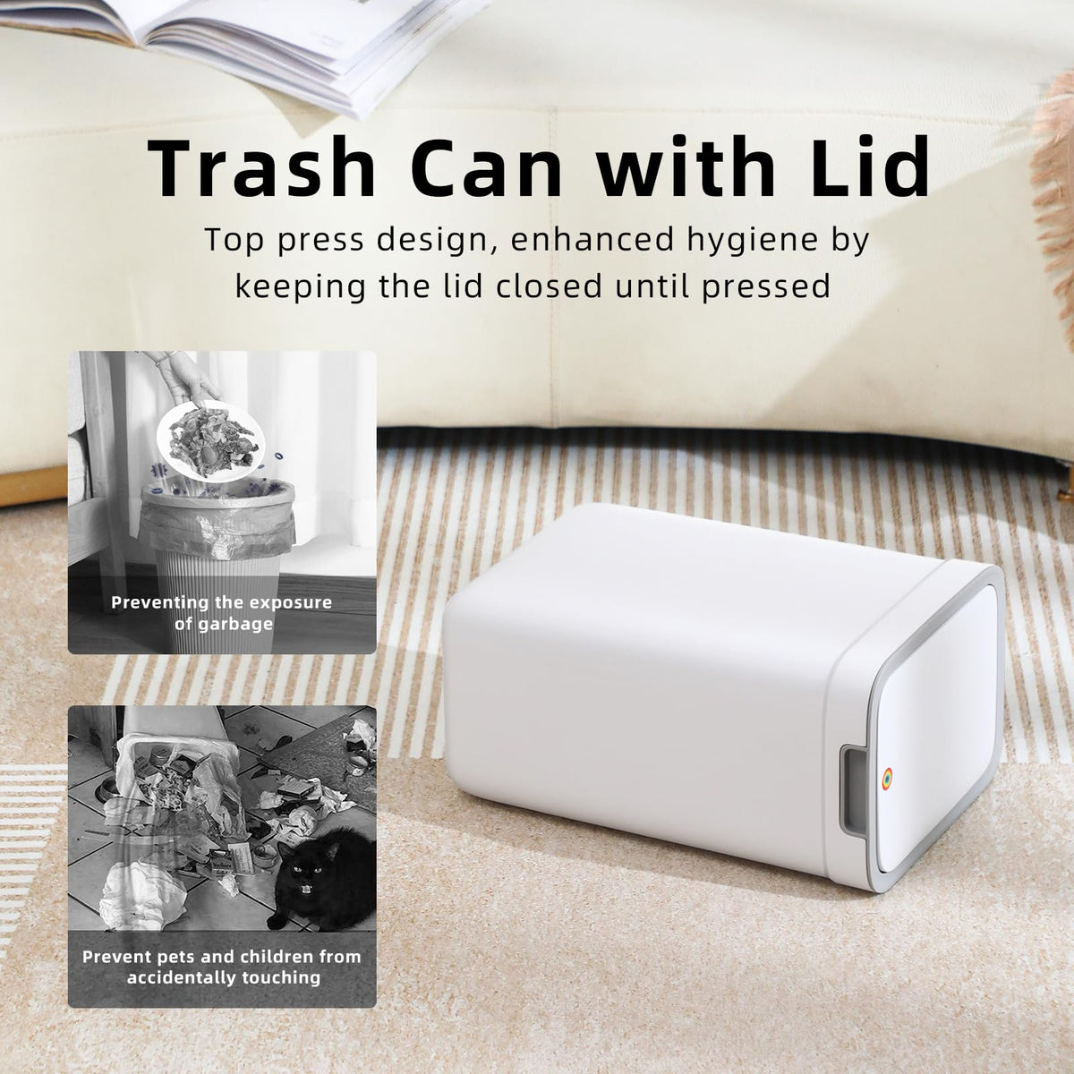MOPALL snug-fitting lid helps deter odors and pets