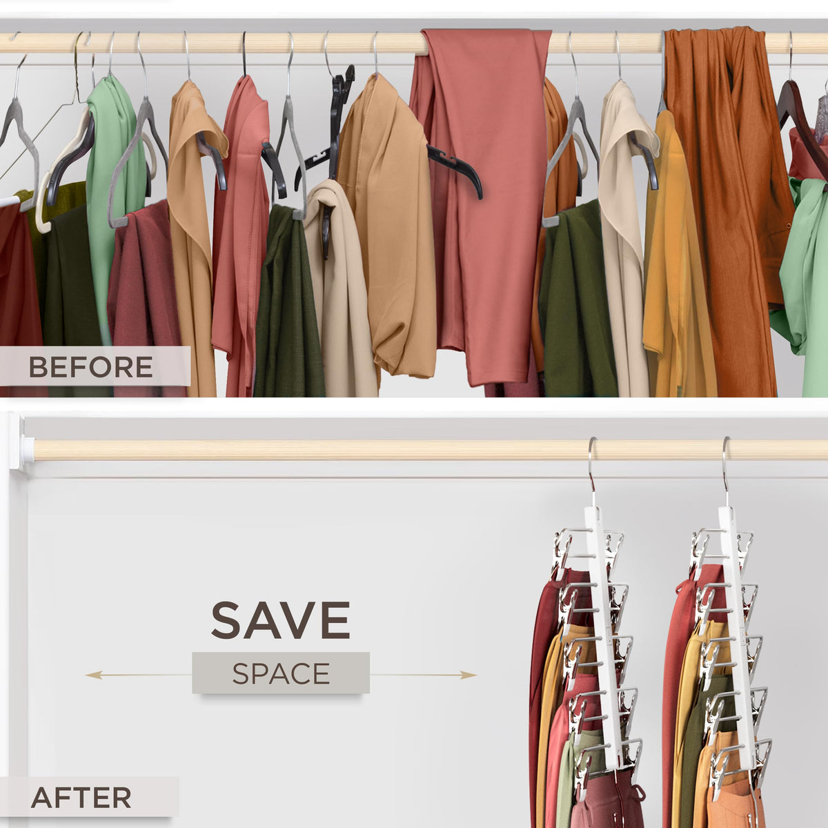MORALVE 5-tier beechwood hanger reveals sturdy construction