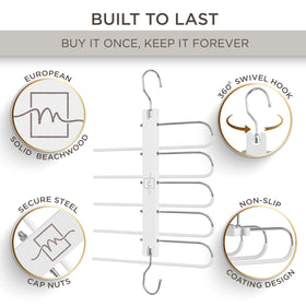 MORALVE beechwood pants hanger designed to protect fabrics