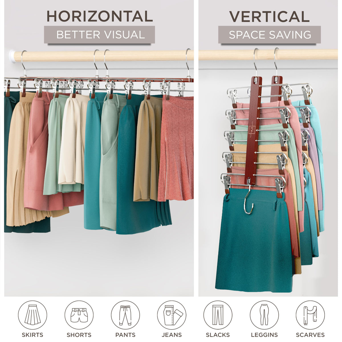 MORALVE non-slip clips securely hold clothes without slippage.