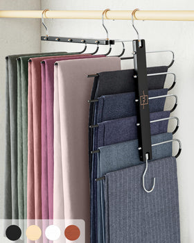 MORALVE pants hangers 2-pack in beechwood with 360° swivel for space saving.
