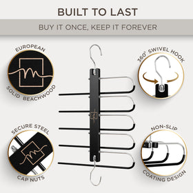 MORALVE pants hangers with 360 swivel hook for easy loading.