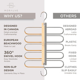 MORALVE scarf hanger with 360° swivel for easy access and organization.