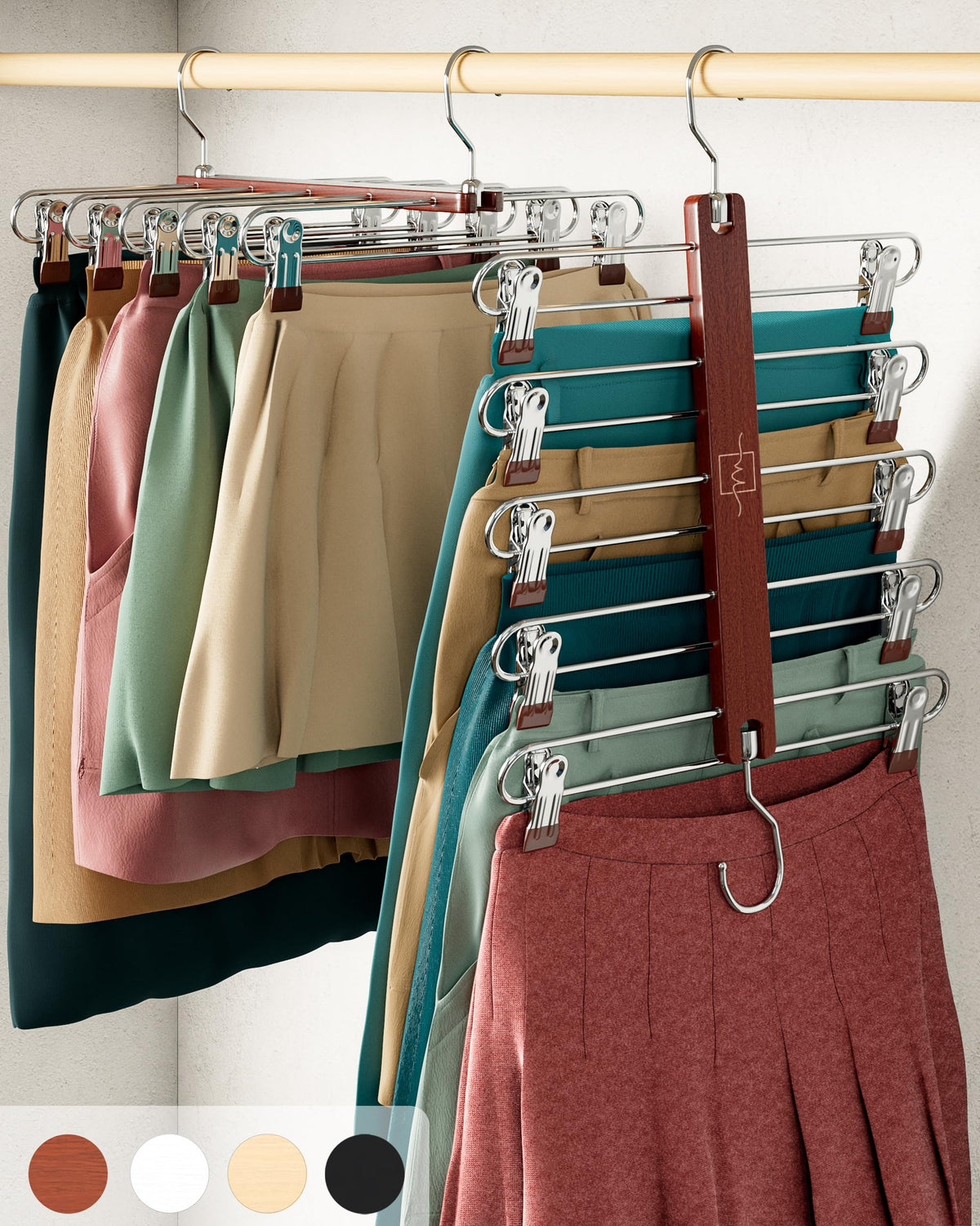 MORALVE skirt hanger clips with 360 swivel hook for secure, easy access.