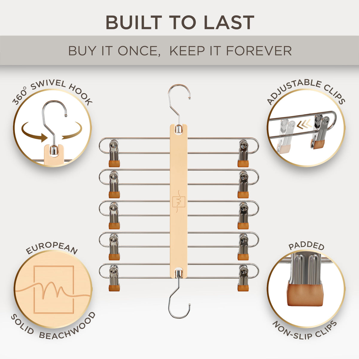 MORALVE space-saving closet hanger with 360 swivel hook for easy access