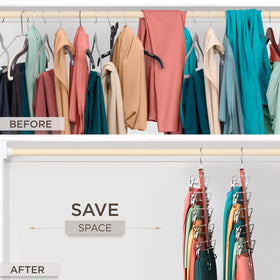 MORALVE space-saving hangers for skirts and pants help maximize closet space.