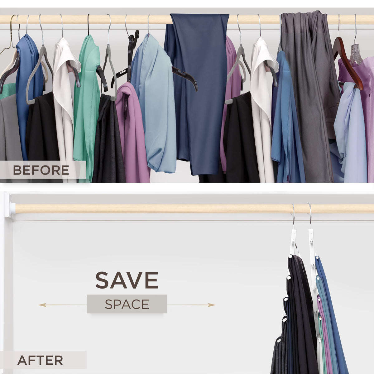 MORALVE space-saving wardrobe organizer helps declutter closets