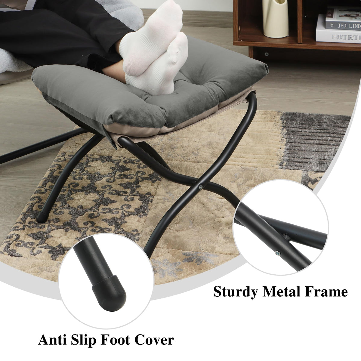 Mordchil HF ottoman supports up to 200 pounds for feet or seating