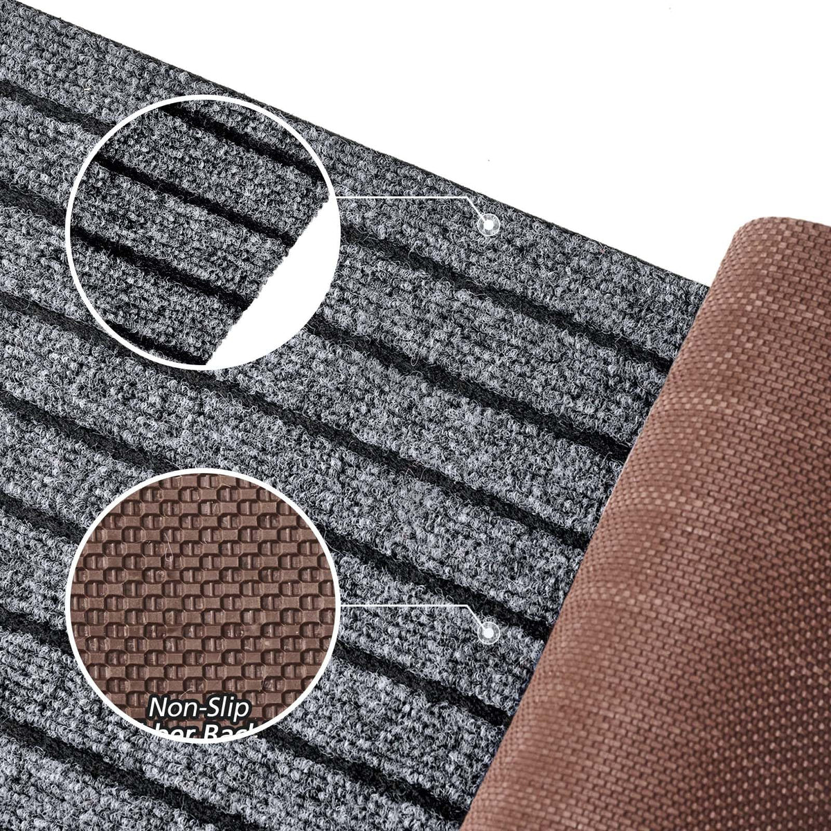 Morefany runner anti-slip backing demonstrates secure footing on various floors