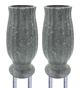Moriahan cemetery vase in grey durable plastic for long-lasting grave decor.