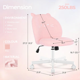 Morkprism armless desk chair in pink saves space in small rooms.