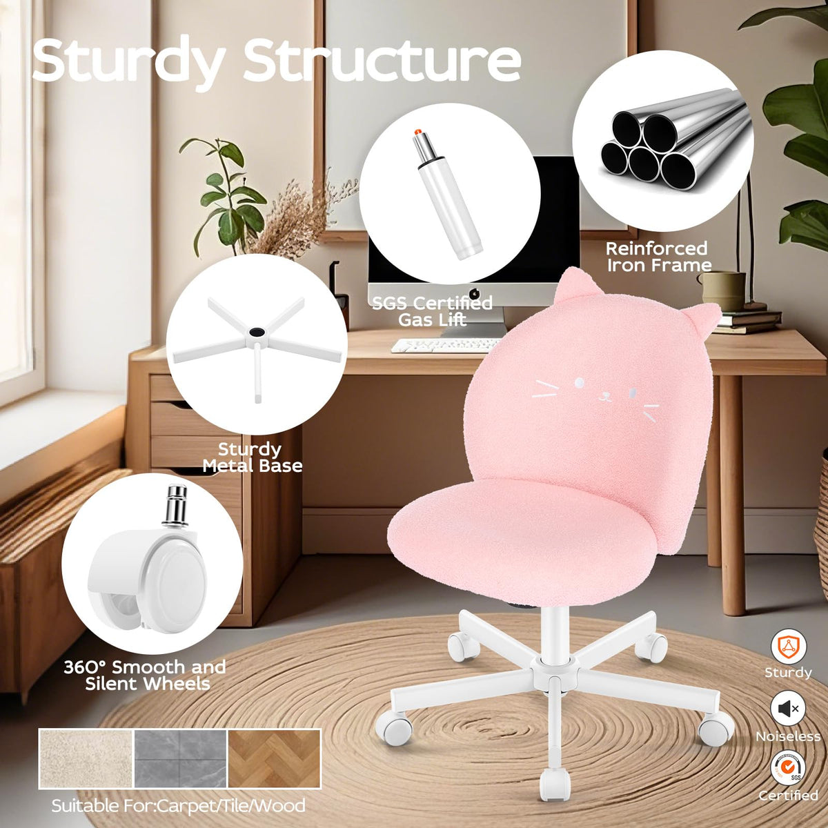 Morkprism 4-inch height adjustment for customizable seating height.
