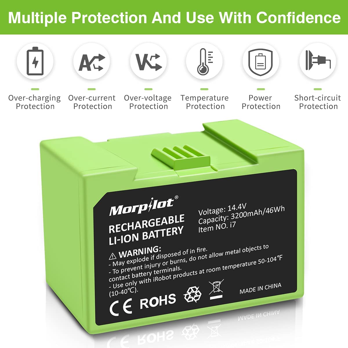 Morpilot Roomba i6 3200mAh battery for dependable floor care