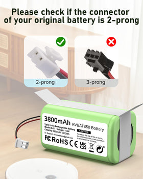 Close-up of Morpilot RVBAT850 3800mAh capacity for Shark vacuums