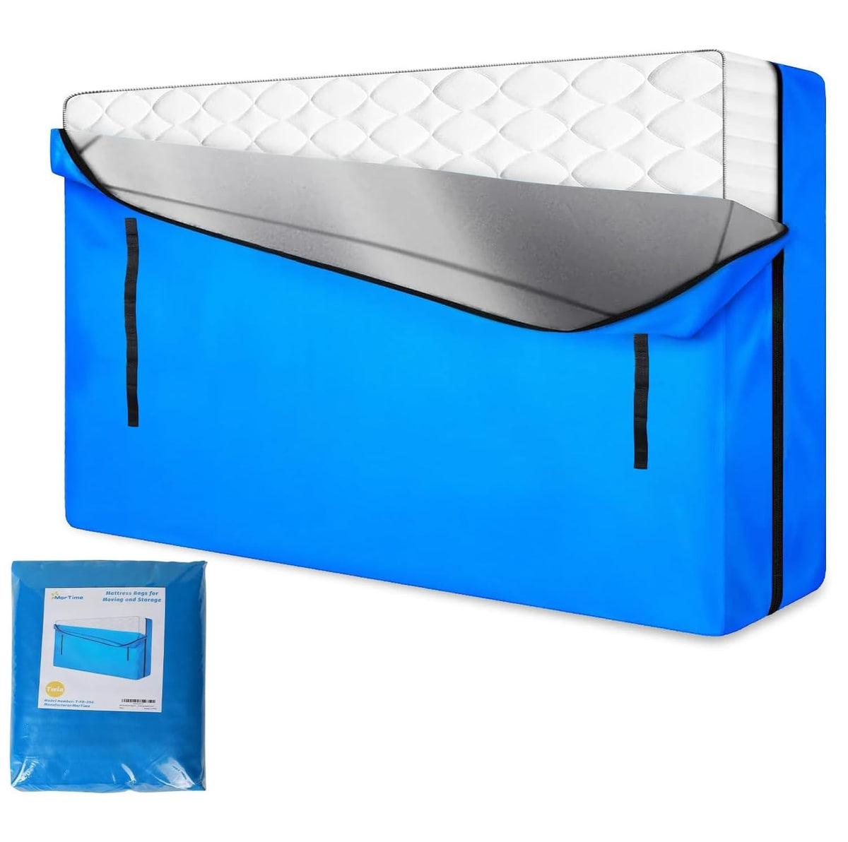 MorTime Mattress Bag with zipper closure protects twin mattress during moving.