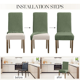 MOSAYT easy care washables chair covers green 4-pack for home use.