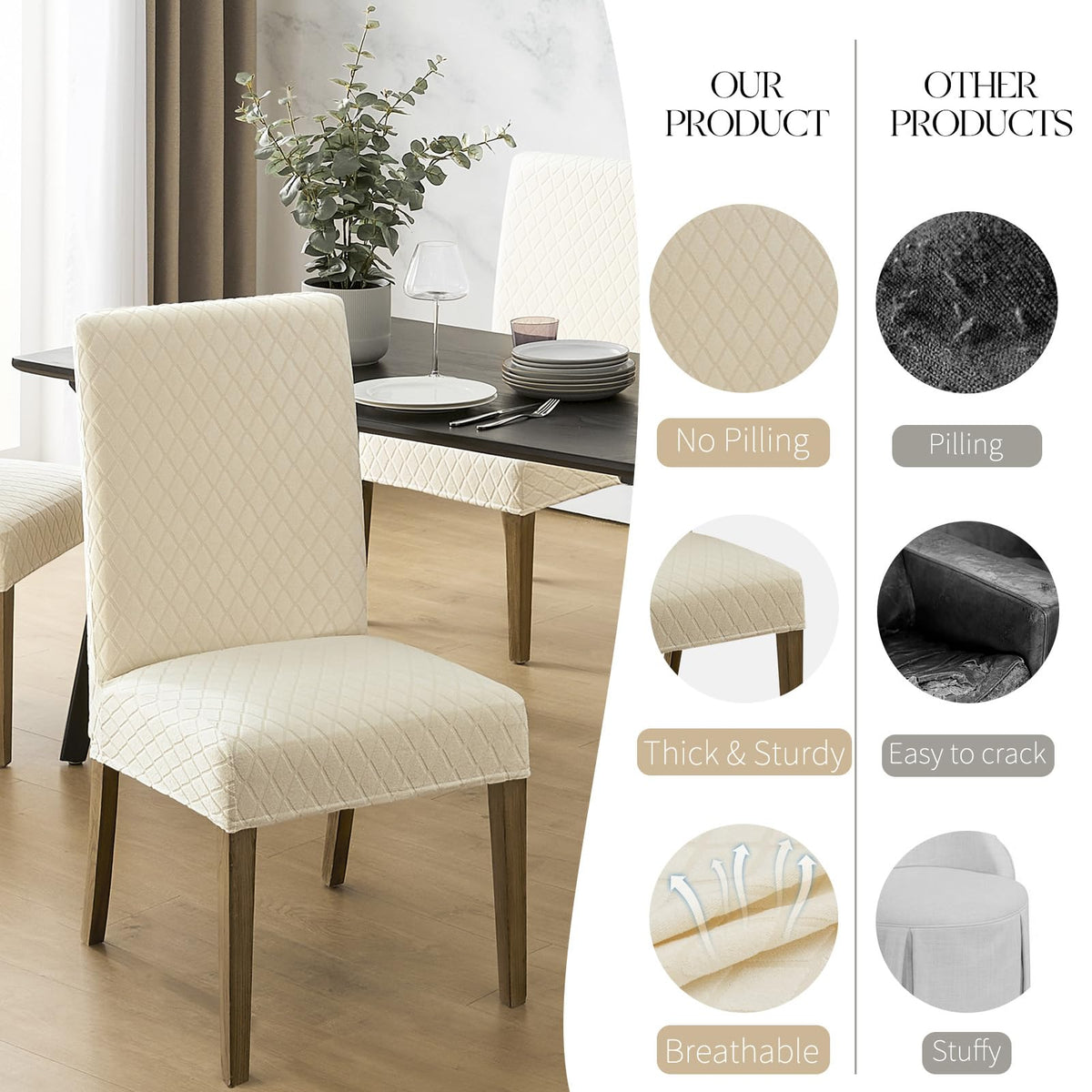 MOSAYT parson chair cover demonstrates flexible fit for common chair sizes.