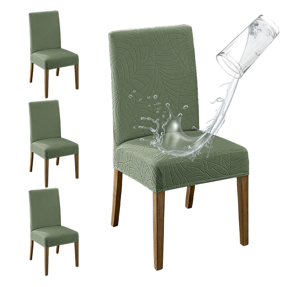 MOSAYT waterproof dining chair cover in green protecting spills during meals.