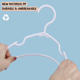 Mosearon slim-profile hangers maximize closet space in small nurseries and shared closets.