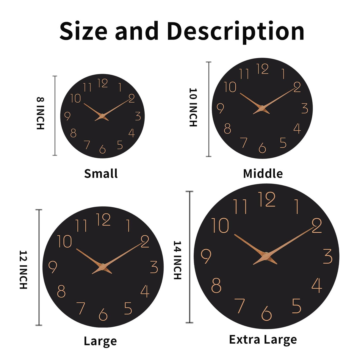 Mosewa 12-inch black wall clock hanging on a wall in a cozy living room.