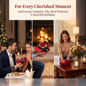 Moshen hidden-drawer gift box securely storing the necklace