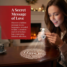 Moshen projection necklace I Love You shown in light