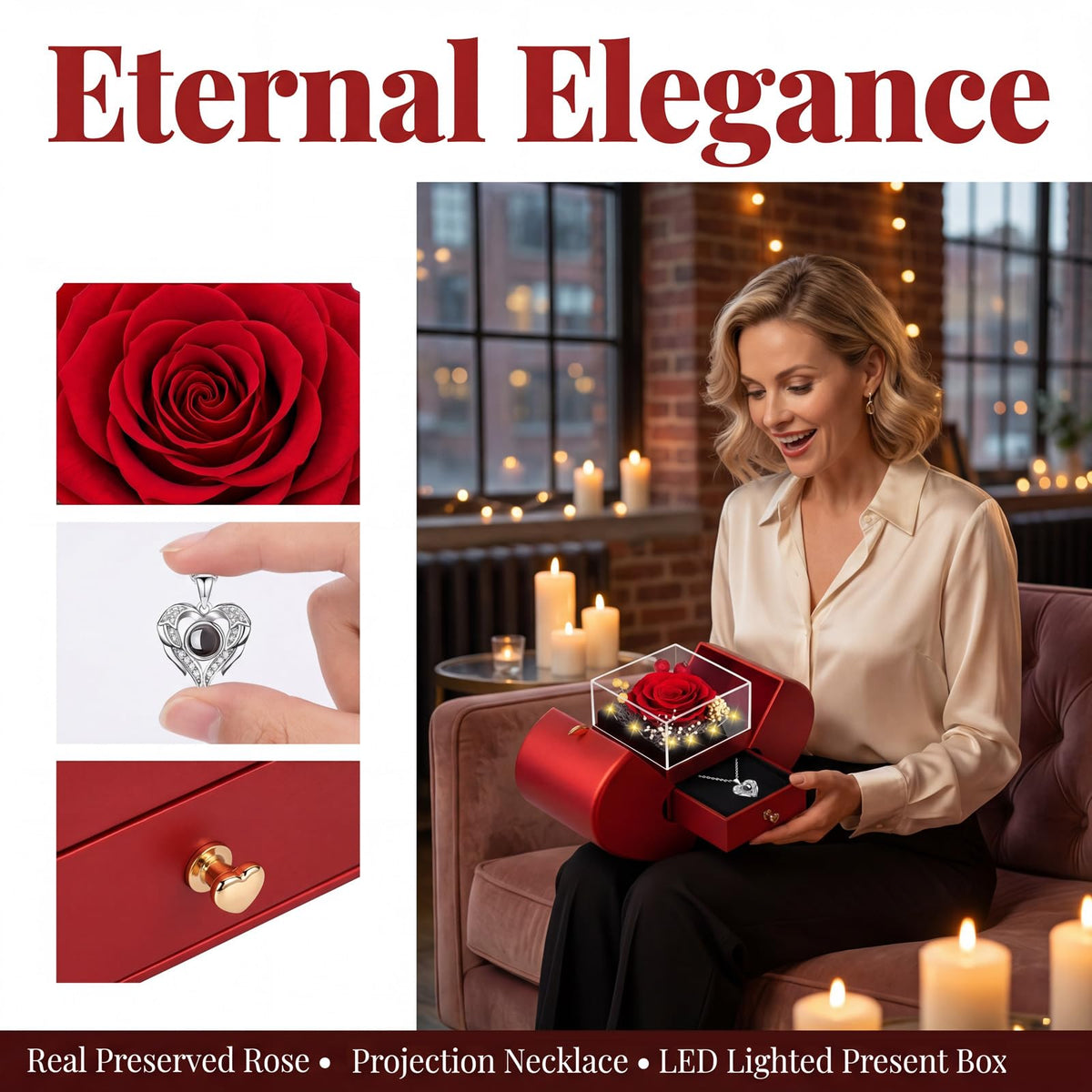 Moshen red heart gift box front view for elegant gifting