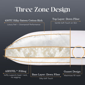 Mosluna 3-chamber design pillow highlights neck support and cloud-like outer softness.