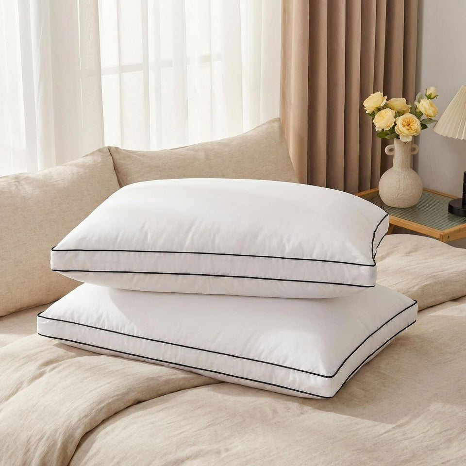 Mosluna feather-down pillow two-pack with balanced support for daily sleep