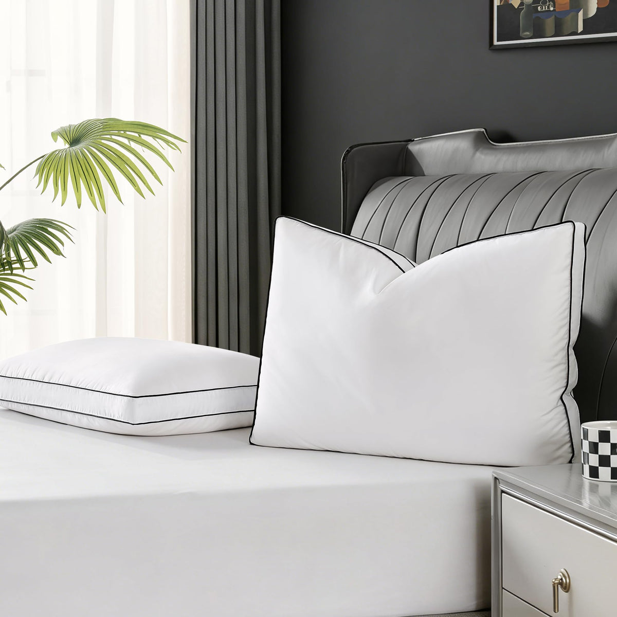 Mosluna feather down pillow king-2-pack plush down with Airyfil for balanced neck support.