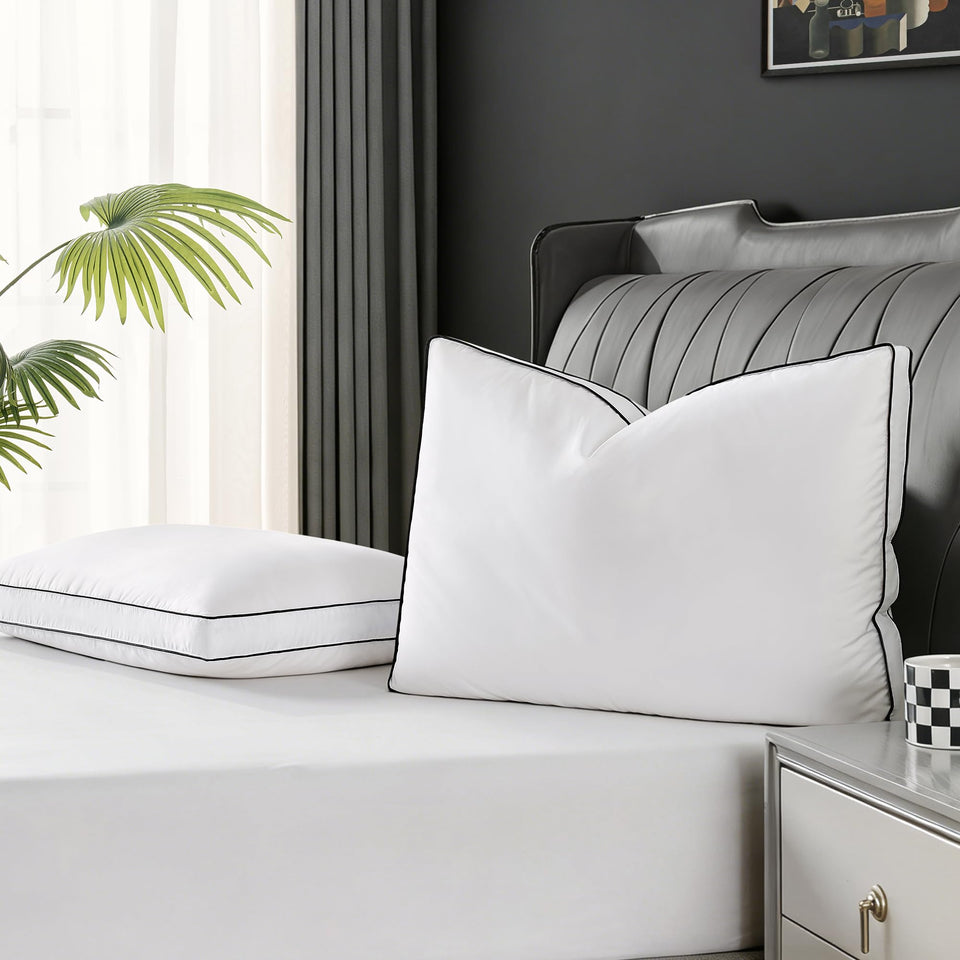 Mosluna feather down pillow king-2-pack plush down with Airyfil for balanced neck support.