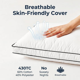 Mosluna feather-down pillow queen 20x30 Airyfil core for gentle lift.