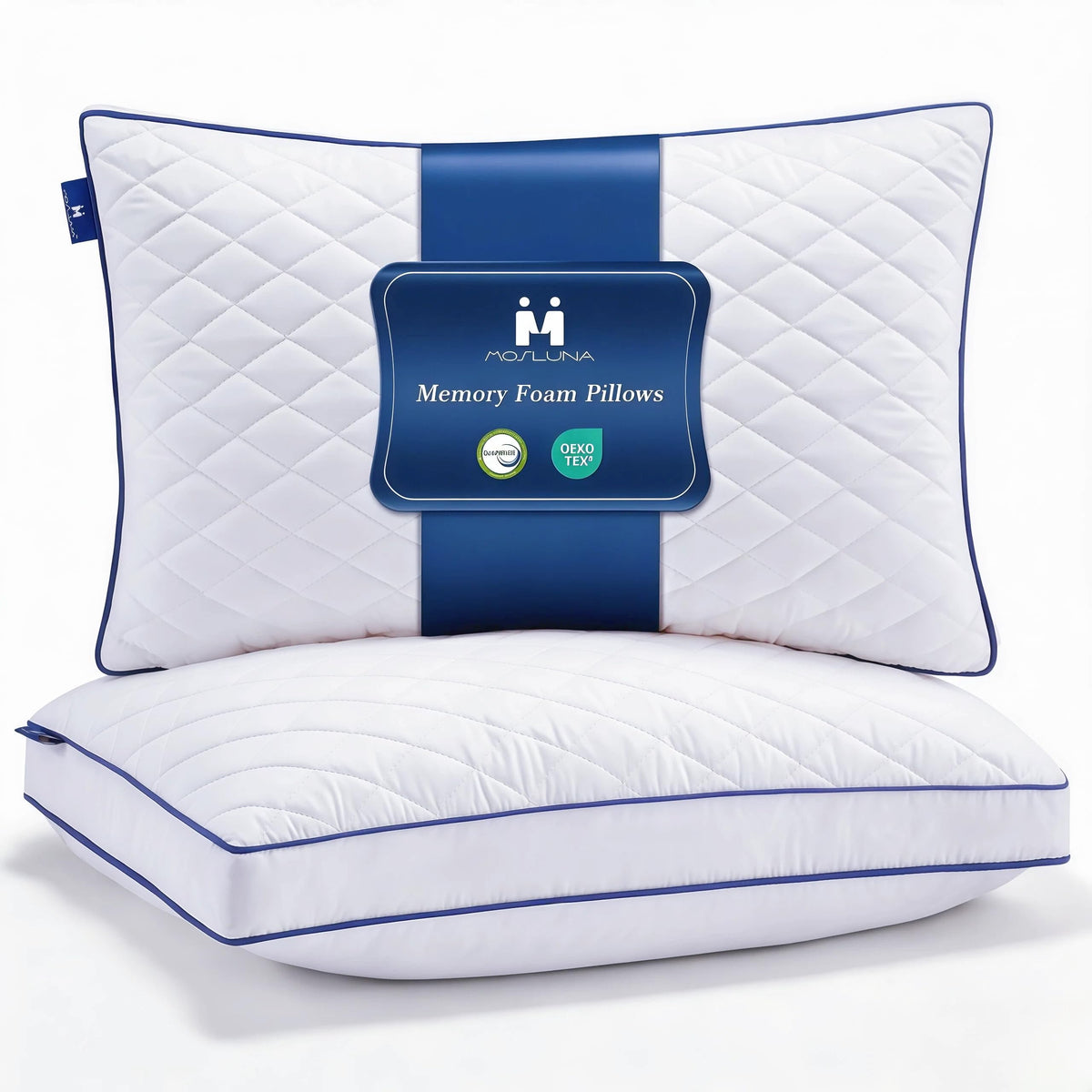 Mosluna shredded memory foam pillows queen pack front view with cooling comfort