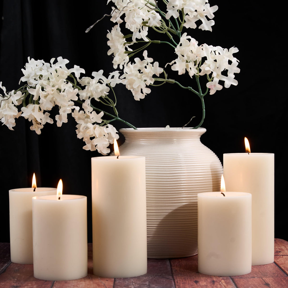 Festive MOSROAD ivory pillar candles suit Christmas and home decor.