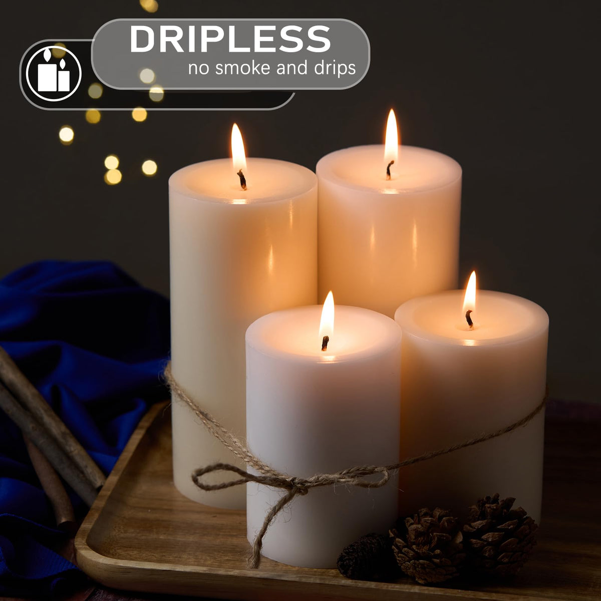 MOSROAD ivory pillar candle dimmed light for intimate dinners