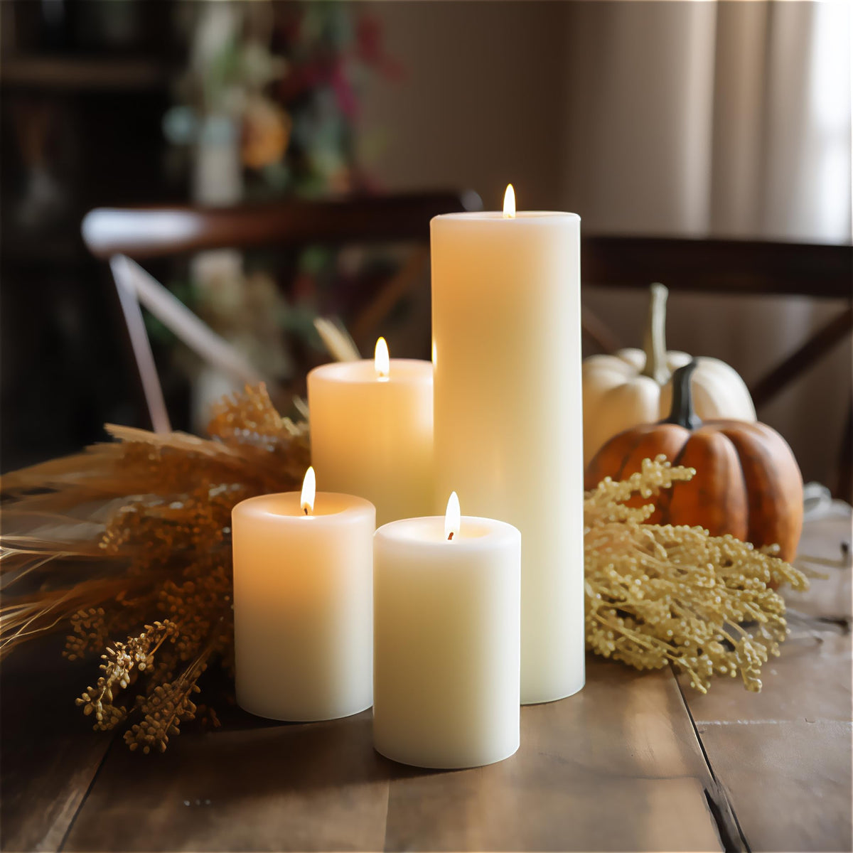 MOSROAD ivory pillar candle centerpiece with varying heights for elegant tables