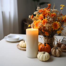 Outdoor or spa settings benefit from MOSROAD ivory pillar candles.