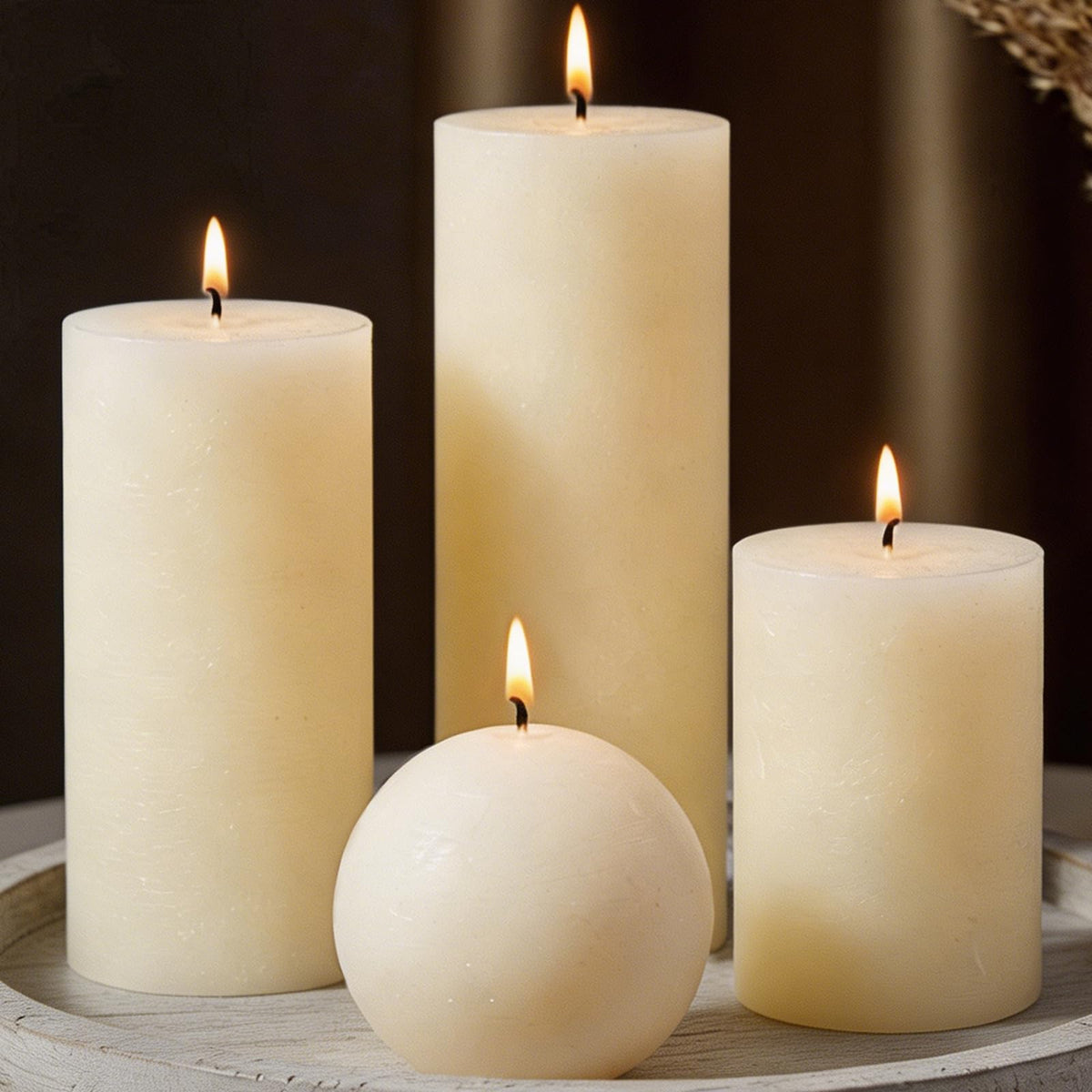 MOSROAD Rustic Ivory 2.8x4-inch pillar candle, warm glow for intimate dinners.