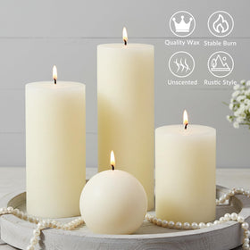 MOSROAD Rustic Ivory 2.8x6-inch pillar candle, steady flame for longer celebrations.
