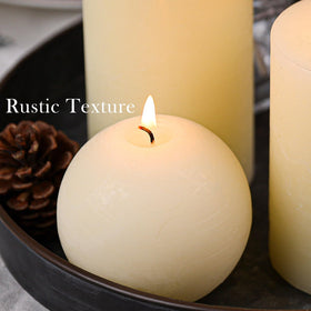 MOSROAD Rustic Ivory candles on dining table provide warm, scent-free ambiance.