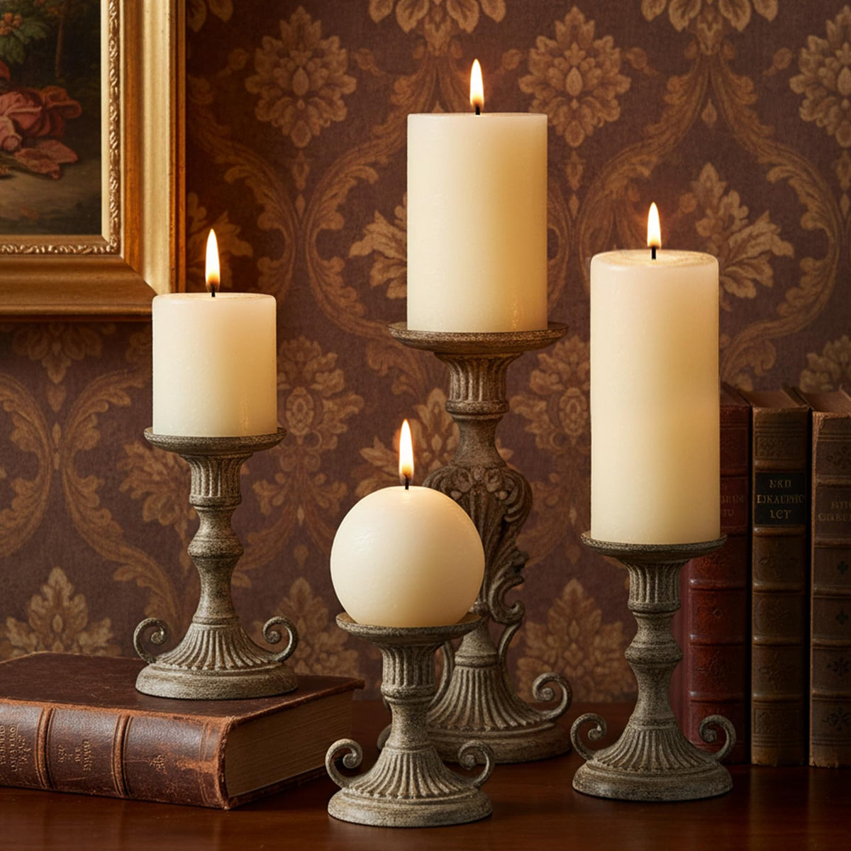 MOSROAD Rustic Ivory candles showcase textured finish for rustic farmhouse decor.