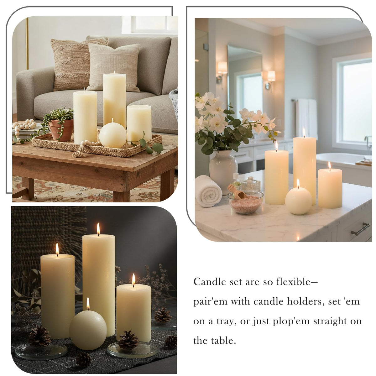 MOSROAD Rustic Ivory candle set ideal for gifting and festive table styling.