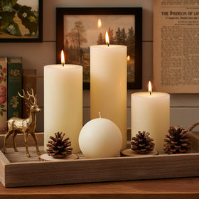 MOSROAD Rustic Ivory spherical 3x3-inch candle, decorative focal point with clean burn.